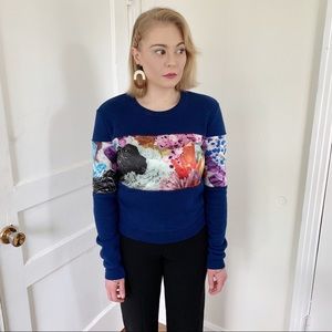 Carven Cobalt Crystal Gem Print Sweatshirt